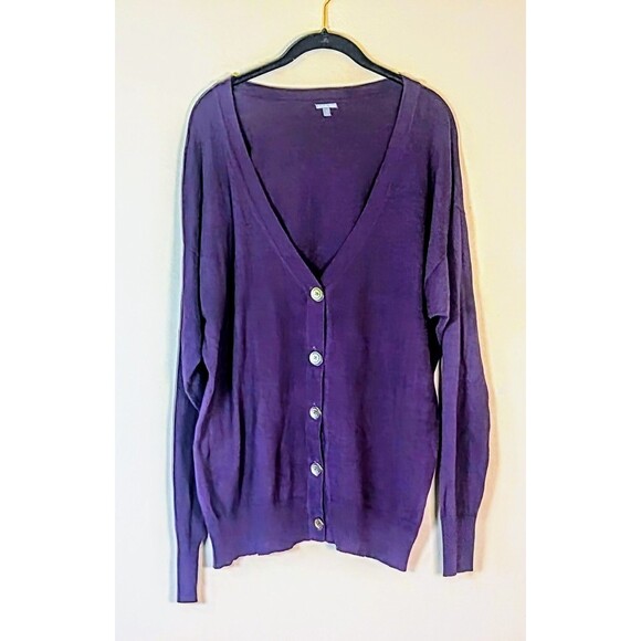 Charlotte Russe Cardigan Sweater  Size XL Purple Button Up V-neck Cardigan - Picture 1 of 8